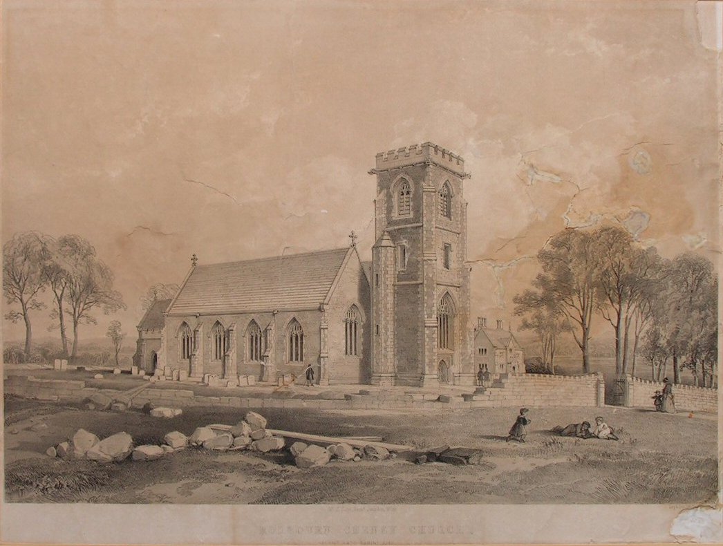 Lithograph - Rodbourn Cheney Church Rebuilt Anno Domini 1848 - Day